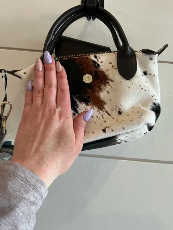 House of Harlow 1960 Cowhide Mini Top-Handle Bag in White and Brown - Picture 5 of 5